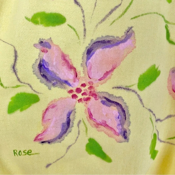Vintage 70s Sweatshirt Womens Size Small Medium Pullover Floral 80s Handmade - Picture 6 of 10